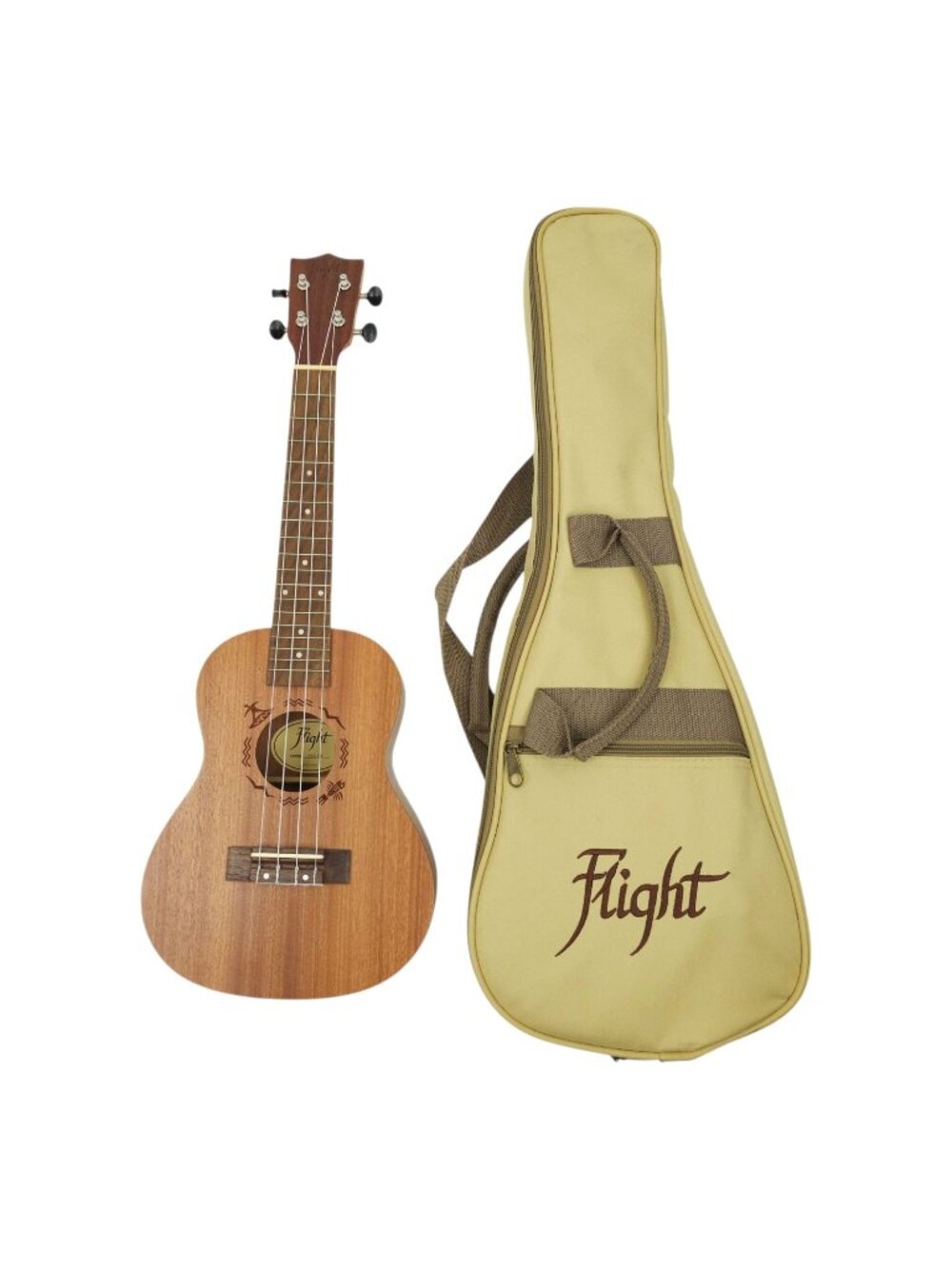 Flight Concert Ukulele NUC-310 Acoustic Sapele Walnut Travel Gig Bag Surfer Fish